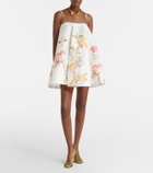 Leo Lin Caitlin floral linen-blend minidress