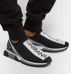 Dolce & Gabbana - Sorrento Logo-Print Stretch-Knit Slip-On Sneakers - Black