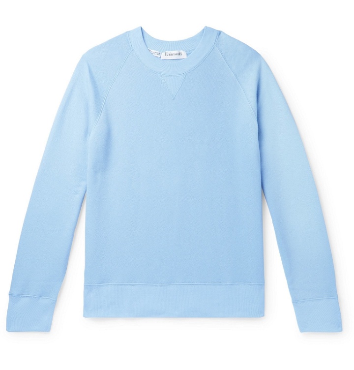Photo: Entireworld - Slim-Fit Mélange Fleece-Back Organic Cotton-Jersey Sweatshirt - Blue