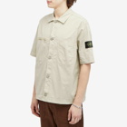 Stone Island Men's Stretch-TC Garment Dyed Short Sleeve Overshirt in Plaster