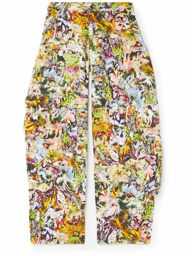 Photo: Collina Strada - Lawn Wide-Leg Floral-Print Cotton-Canvas Cargo Trousers - Multi