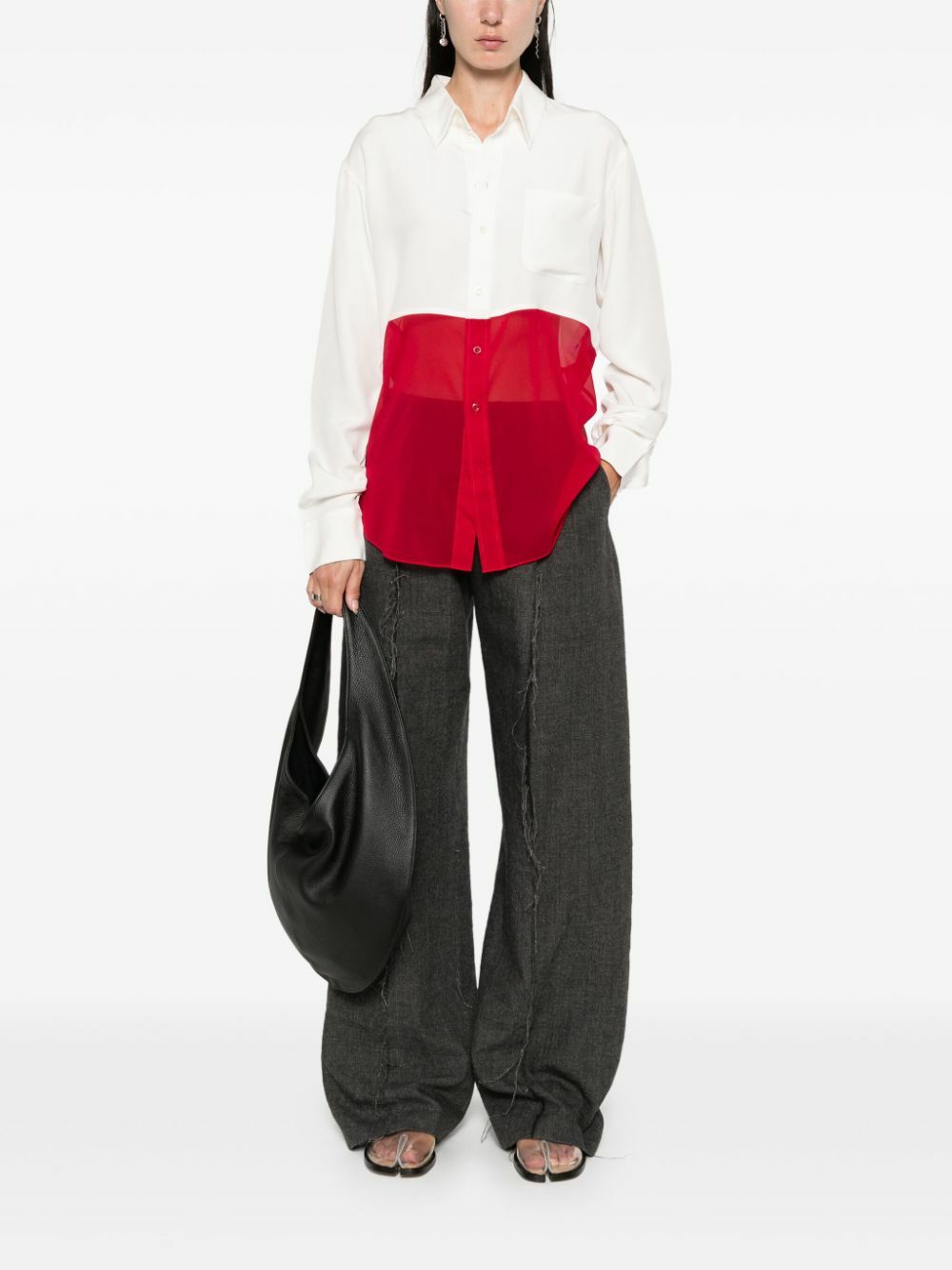 Peter Do White And Red Panelled Silk Shirt