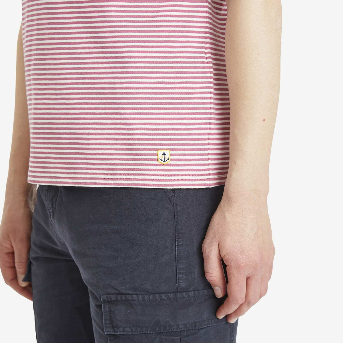 Armor-Lux Men's Fine Stripe T-Shirt in Malaga/Milk