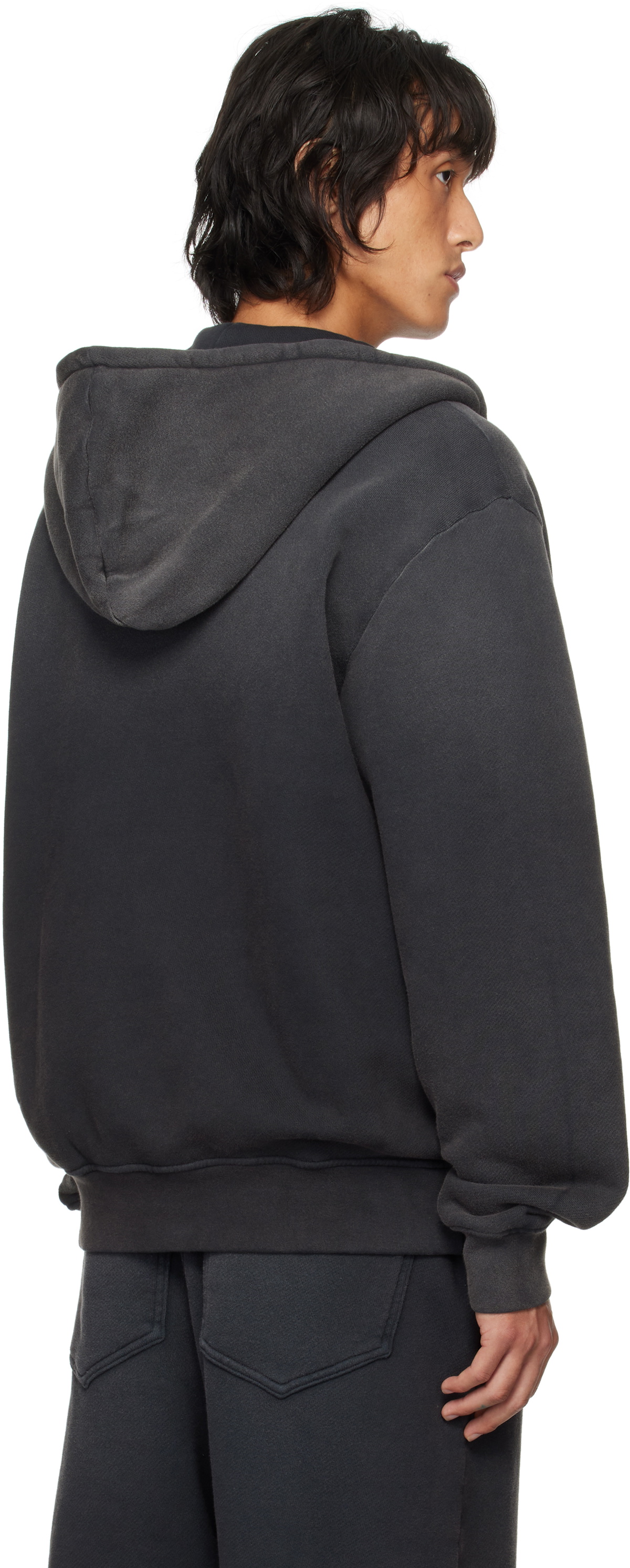 424 Black Embroidered-Logo Hoodie