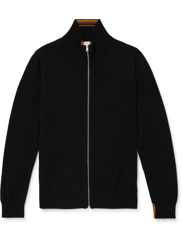 Photo: Paul Smith - Cashmere Zip-Up Cardigan - Black