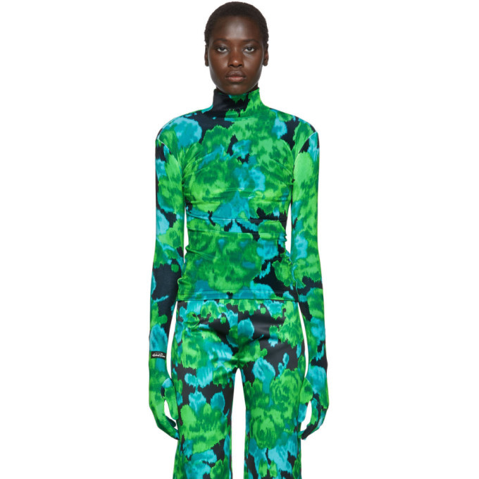 Richard Quinn Green Floral Turtleneck