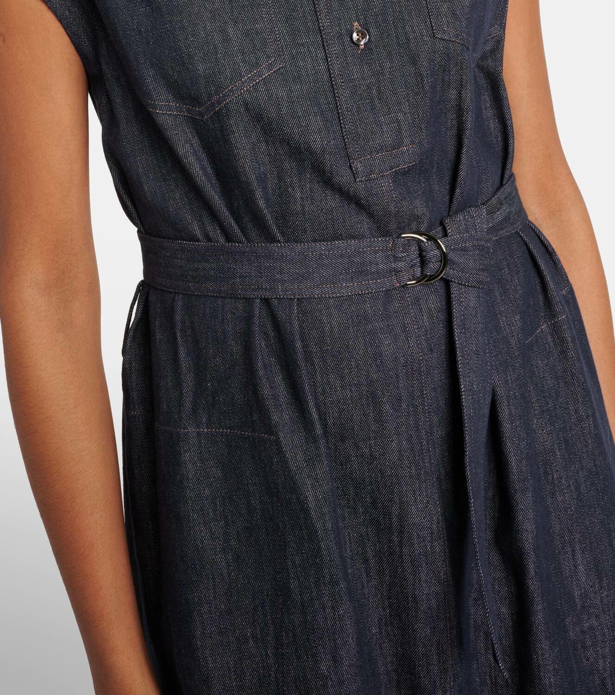 Brunello Cucinelli Belted denim maxi dress