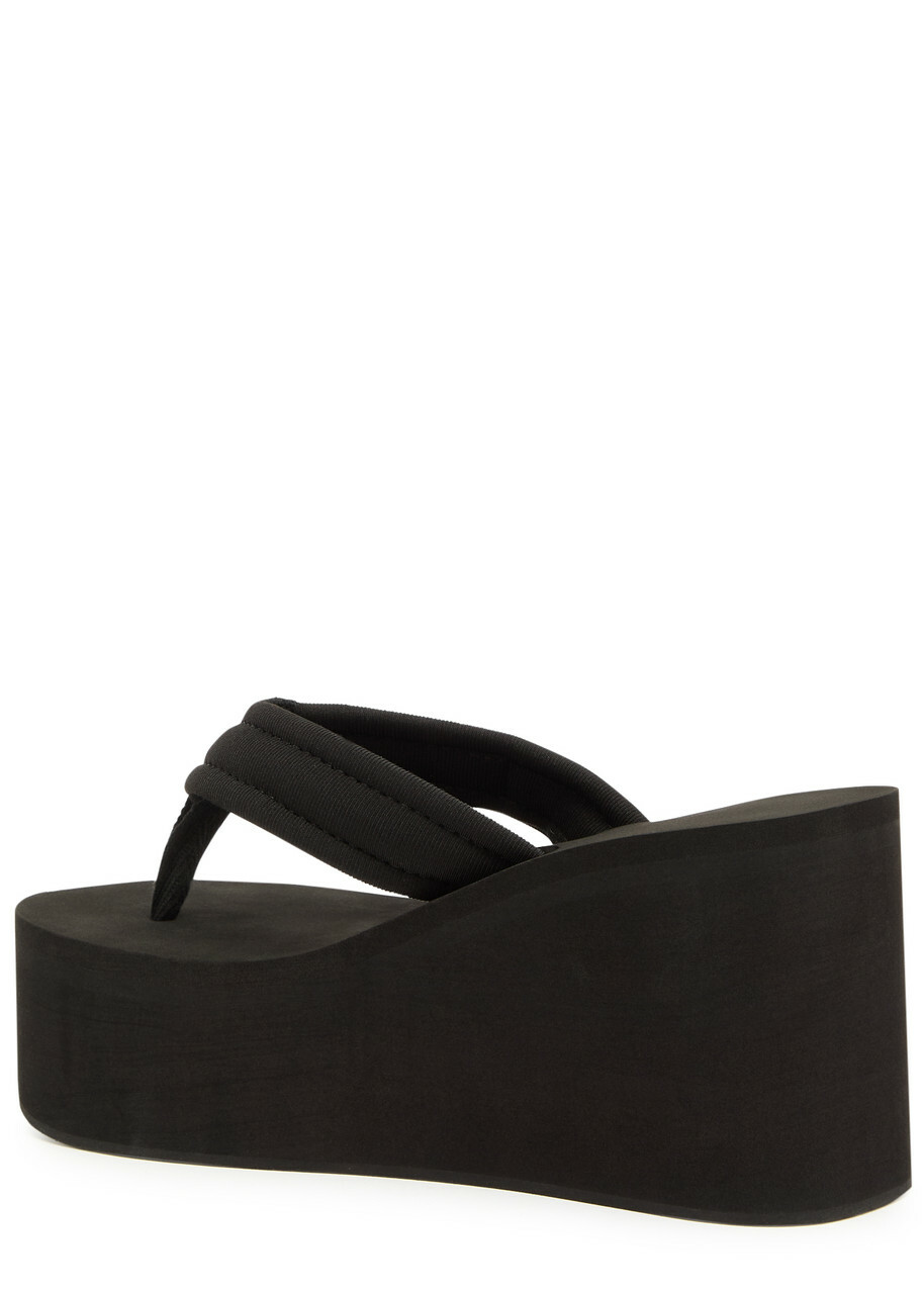 Coperni 90 Canvas Thong Wedge Sandals Black