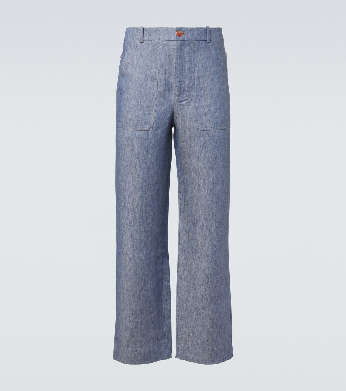 God's True Cashmere Linen denim straight pants with carnelian