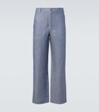 God's True Cashmere Linen denim straight pants with carnelian