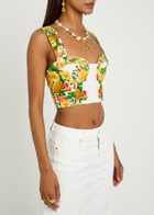 Farm Rio Picnic Flowers Printed Linen top Yellow