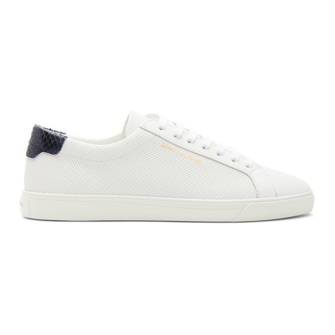 Photo: Saint Laurent White Perforated Calfskin Andy Sneakers