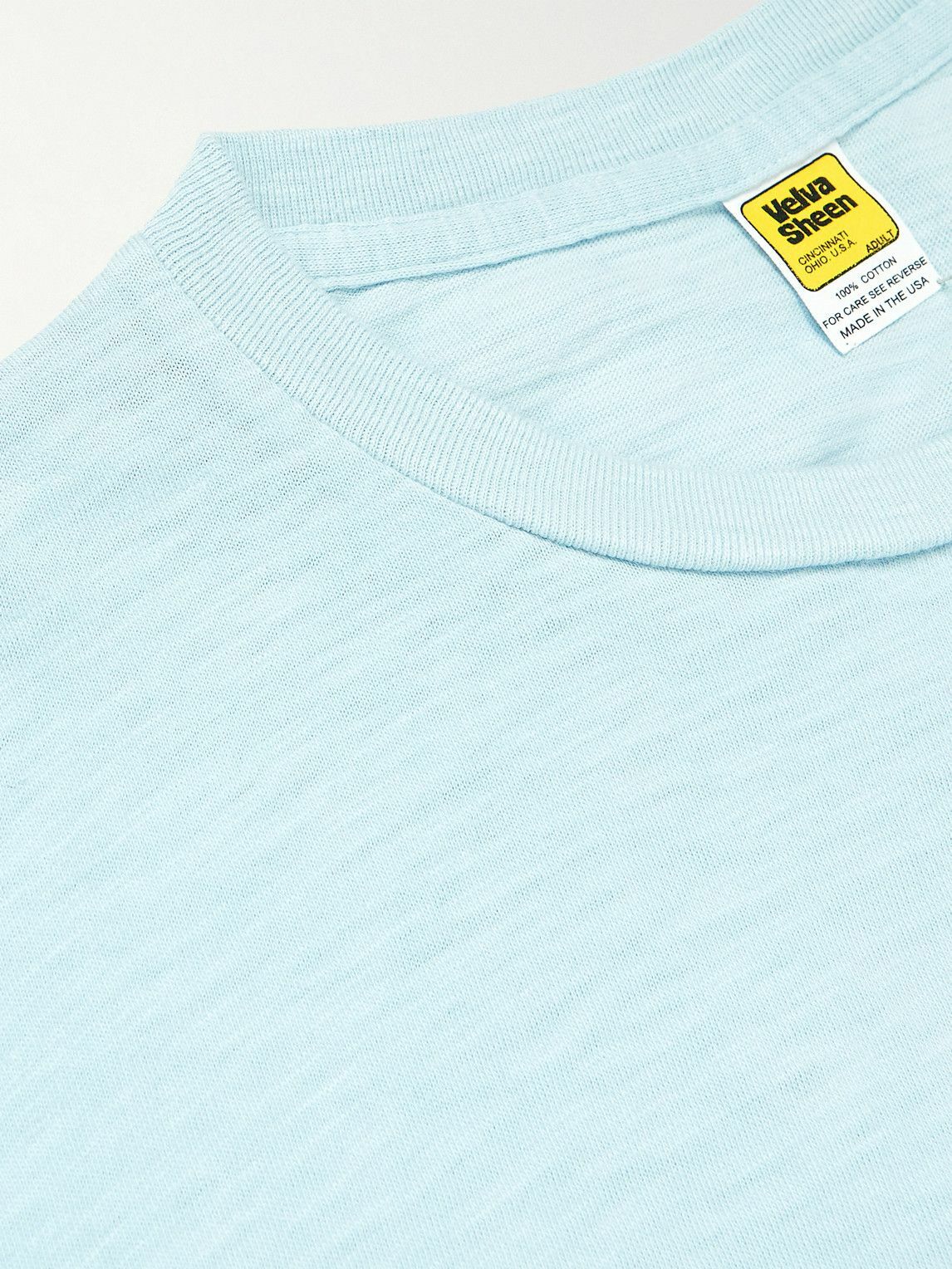 Velva Sheen SlimFit Rolled Slub CottonJersey TShirt Blue Velva Sheen