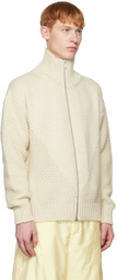 Jil Sander Off-White Zip-Up Sweater