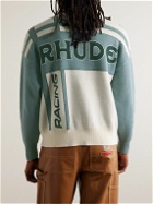 Rhude - Palm Jacquard-Knit Pima Cotton and Cashmere-Blend Sweater - Blue