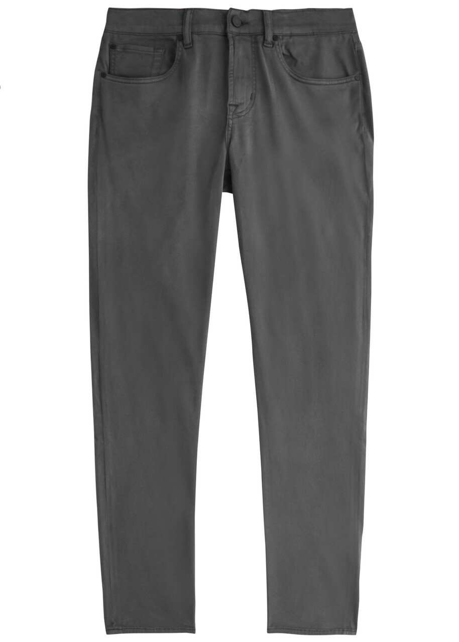 7 For All Mankind Slimmy Luxe Performace+ Tapered Stretch-cotton Chinos Grey