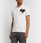 Alexander McQueen - Embroidered Cotton-Piqué Polo Shirt - White