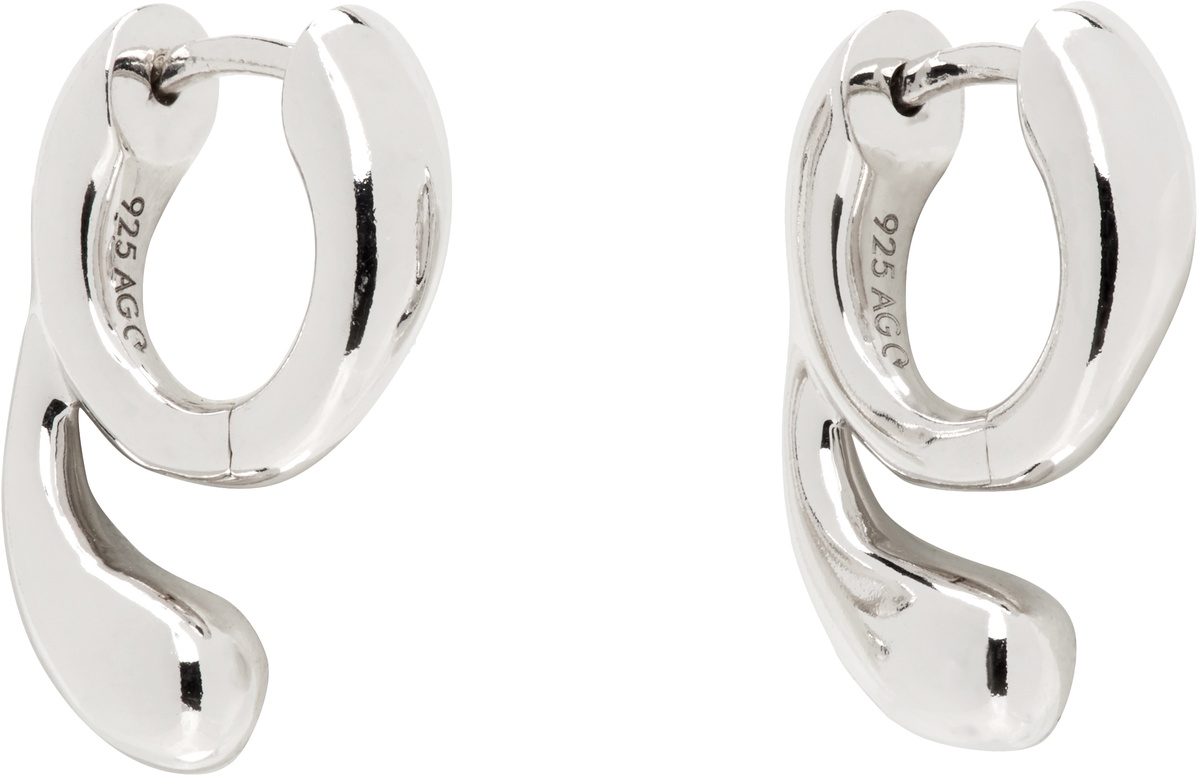 Maria Black Silver Mermaid Splash Huggies Earrings