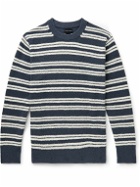 Club Monaco - Striped Cotton-Blend Bouclé Sweater - Blue