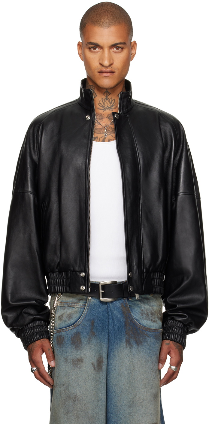 LU'U DAN Black Blouson Leather Jacket