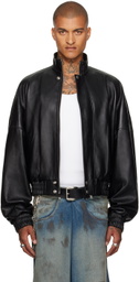 LU'U DAN Black Blouson Leather Jacket