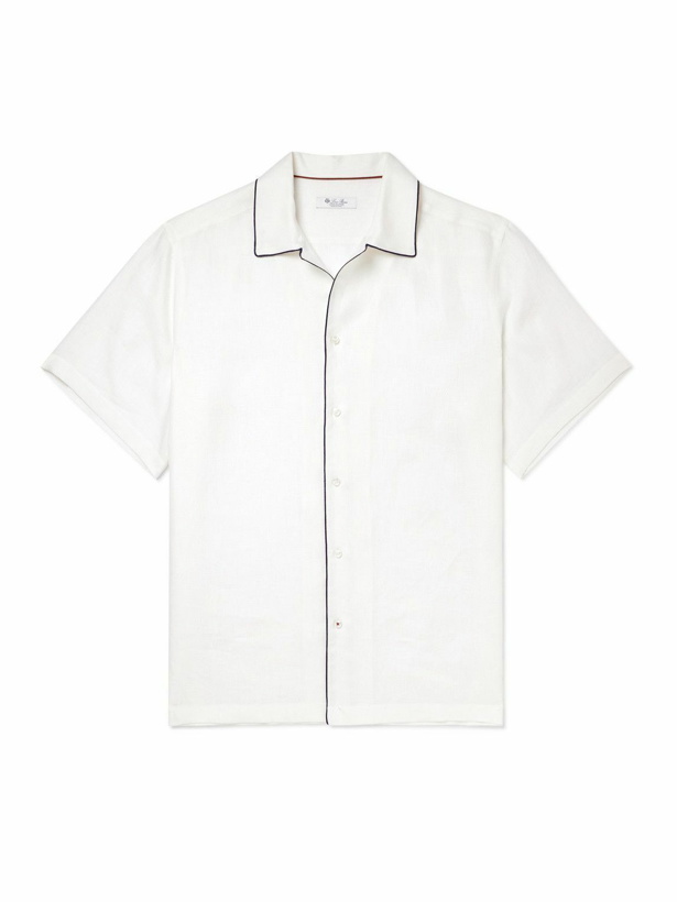Photo: Loro Piana - Contrast-Tipped Linen Shirt - White