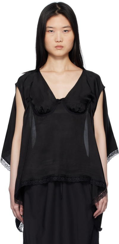 Photo: Pushbutton Black Bra Point Square Blouse