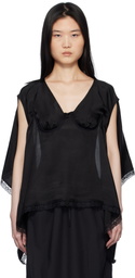 Pushbutton Black Bra Point Square Blouse