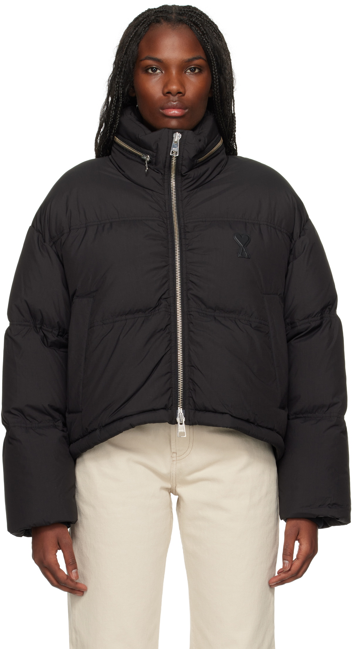★Ami Paris★Ami de coeur Down Jacket★大人気★ Black Ami de Coeur Down Jacket by AMI Paris on Sale