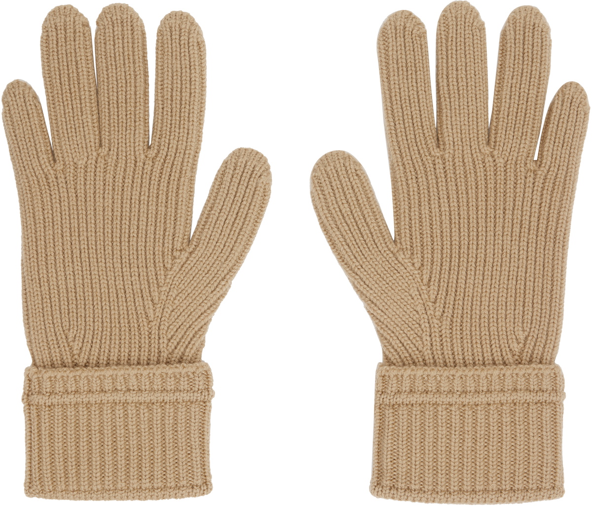 Burberry Beige Logo Patch Wool Gloves