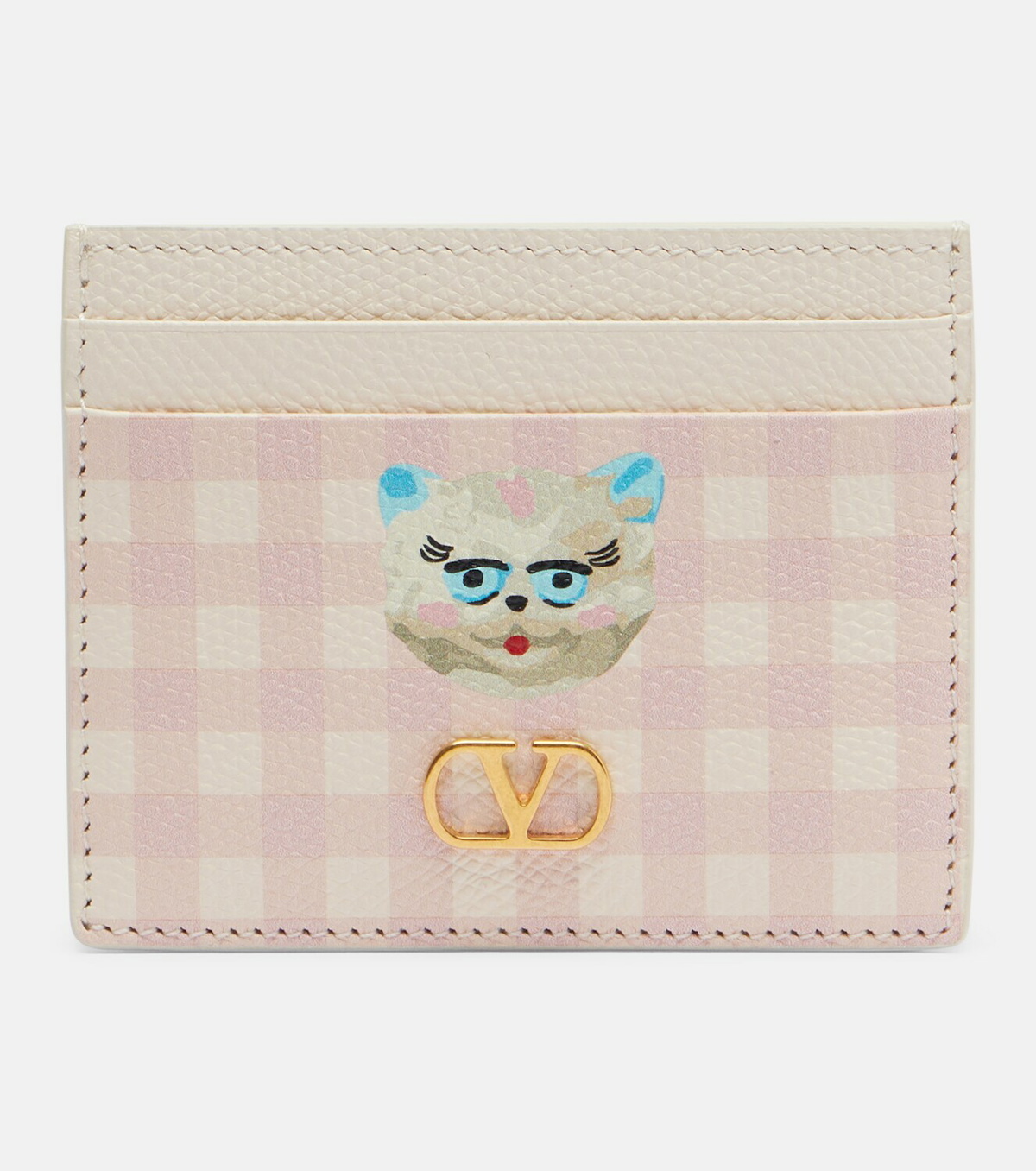 Valentino Garavani VLogo checked leather card holder