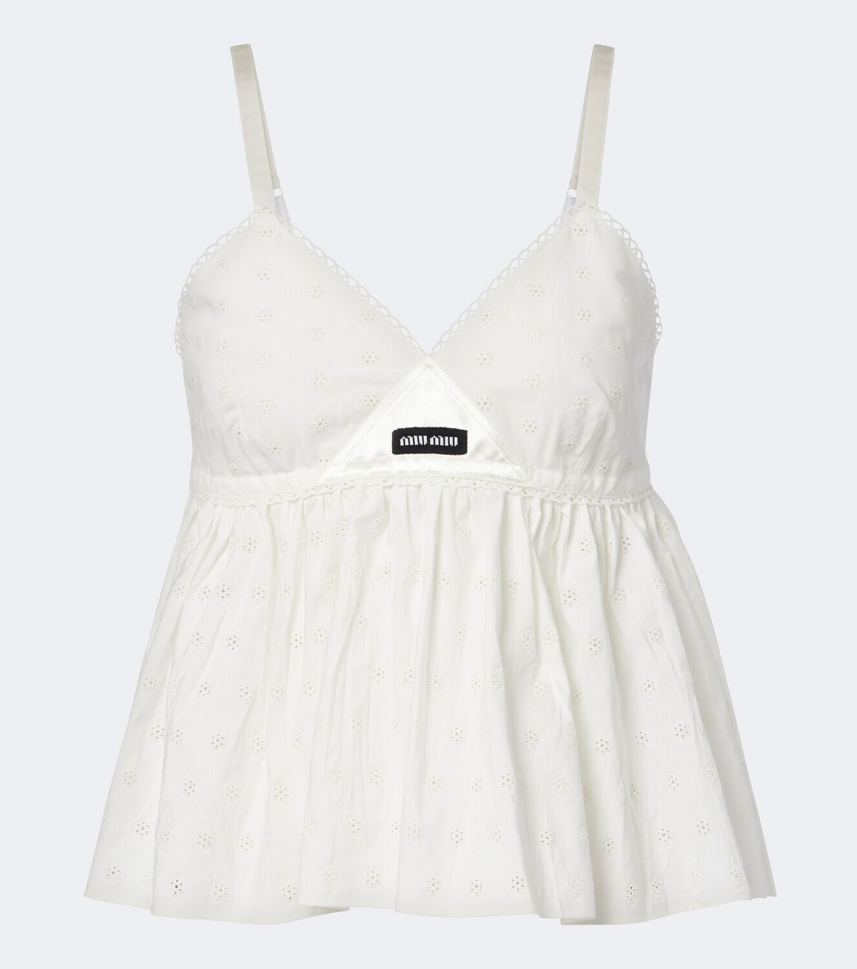 Miu Miu Embroidered cotton and linen-blend top