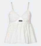 Miu Miu Embroidered cotton and linen-blend top