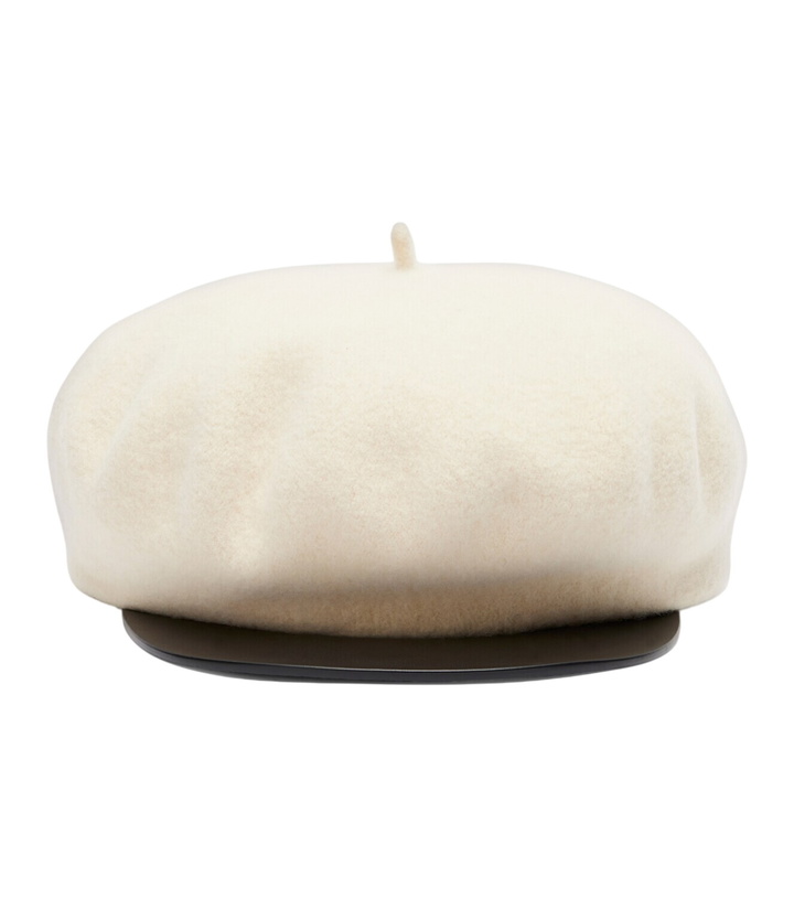 Photo: Valentino VLogo leather-trimmed wool newsboy cap
