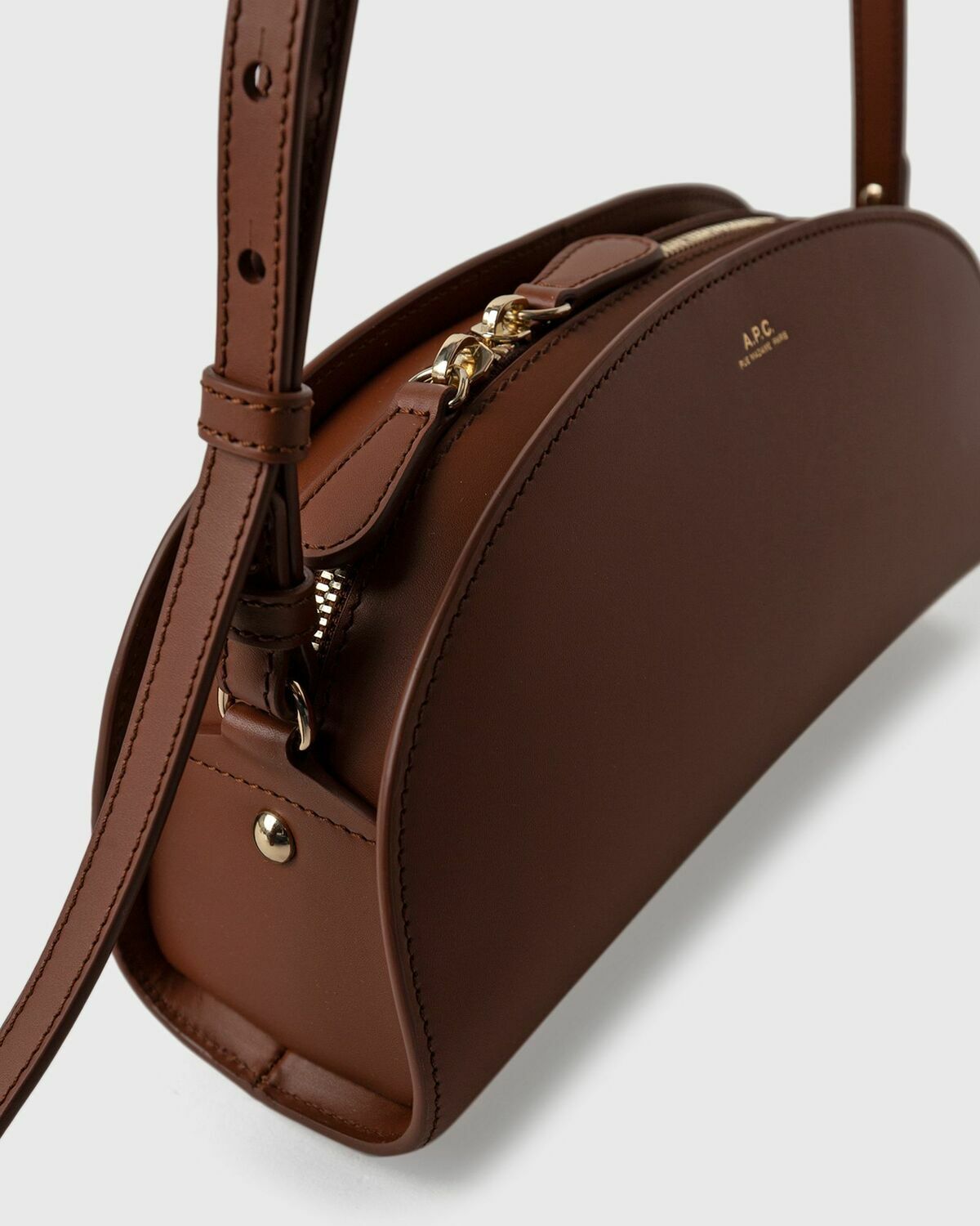 A.P.C. DEMI-LUNE SHOULDER HANDBAG Brown Women