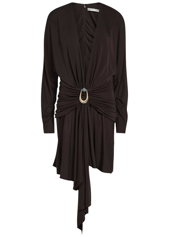 Photo: Christopher Esber Draped Asymmetric Jersey Midi Dress Dark Brown