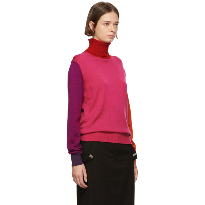 Facetasm Pink Wool Colorblocked Turtleneck