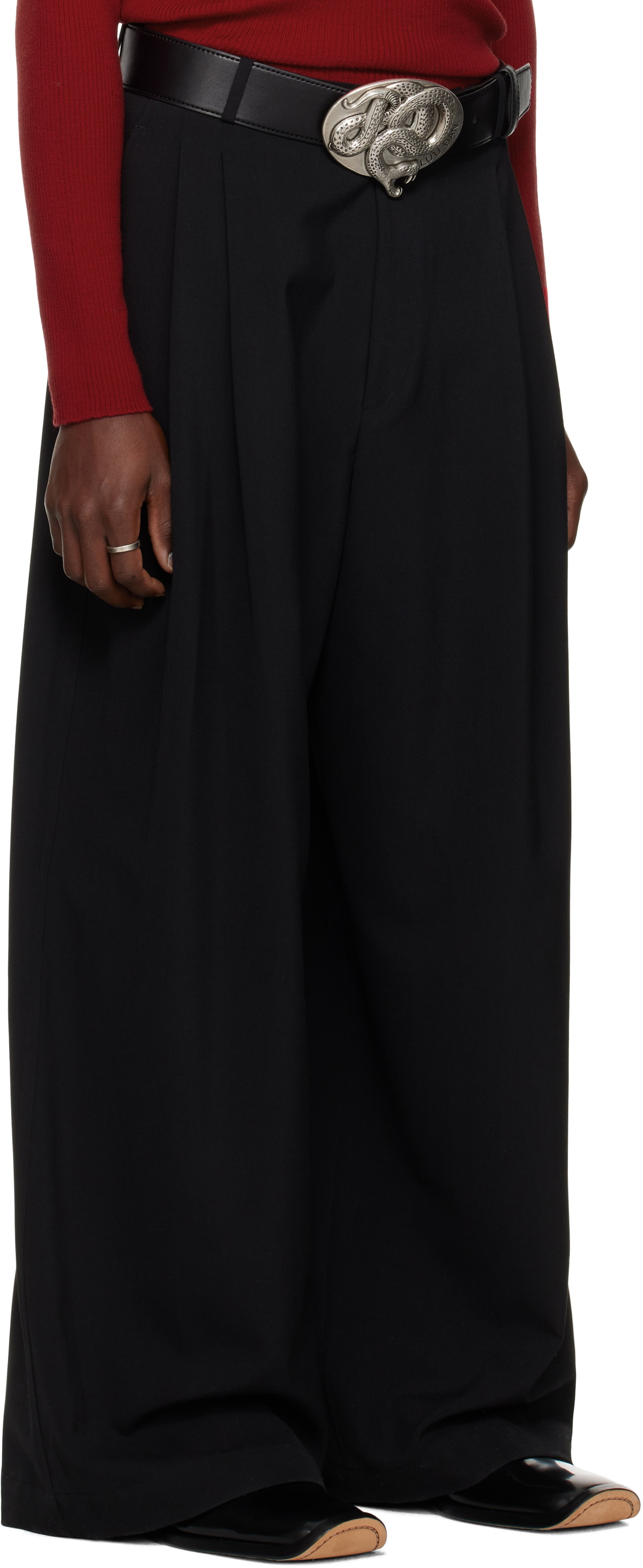 LU'U DAN Black Jumbo Wide Leg Trousers