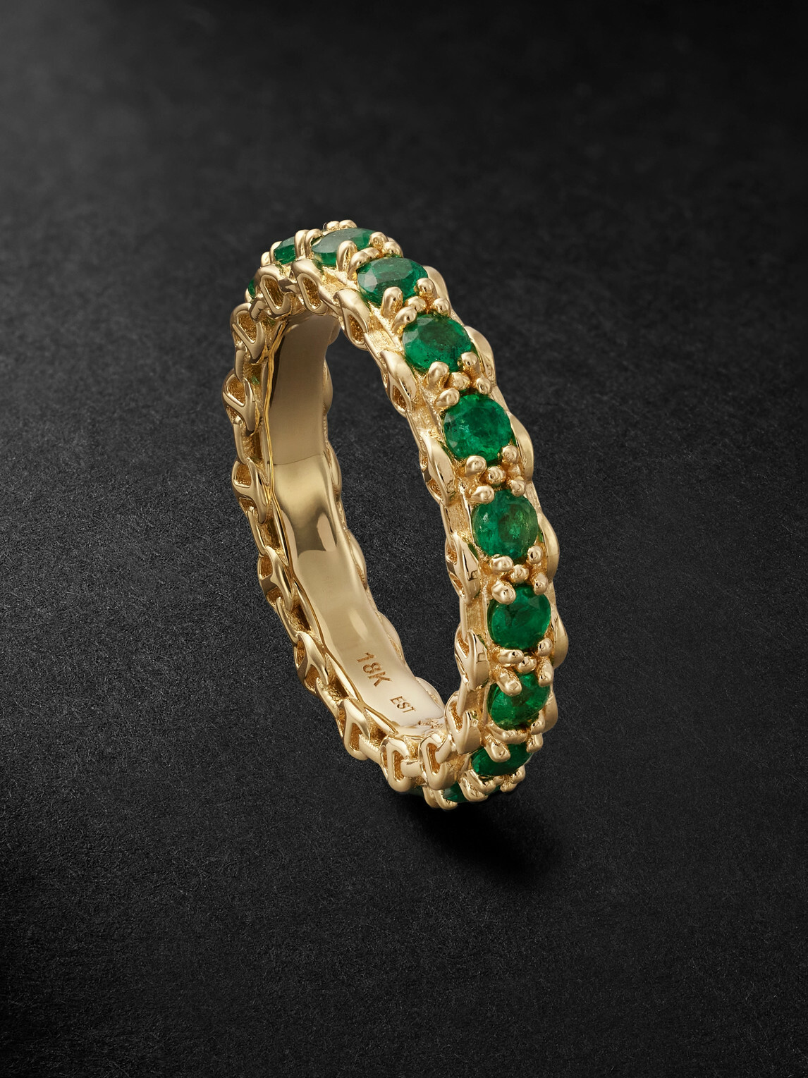 HOORSENBUHS - 3mm Infinite 18-Karat Gold Emerald Ring - Green