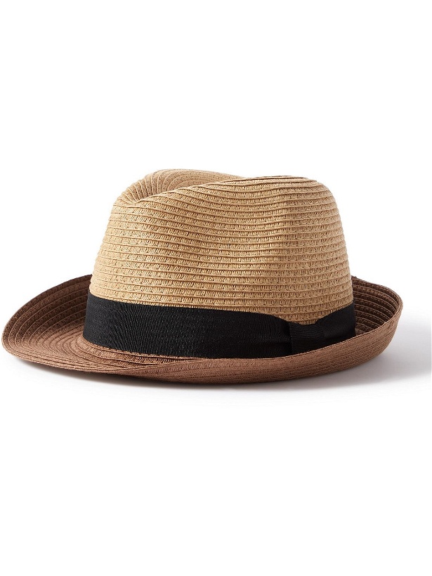 Photo: Paul Smith - Grosgrain-Trimmed Straw Trilby Hat - Brown