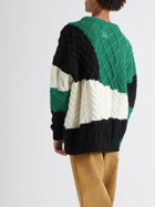 Loewe - Colour-Block Cable-Knit Wool Sweater - Green