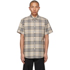 Burberry Beige Poplin Check Short Sleeve Shirt