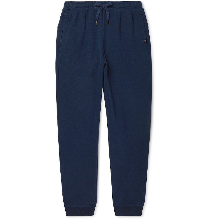 Photo: DEREK ROSE - Devon Slim-Fit Tapered Brushed Loopback Cotton-Jersey Sweatpants - Blue