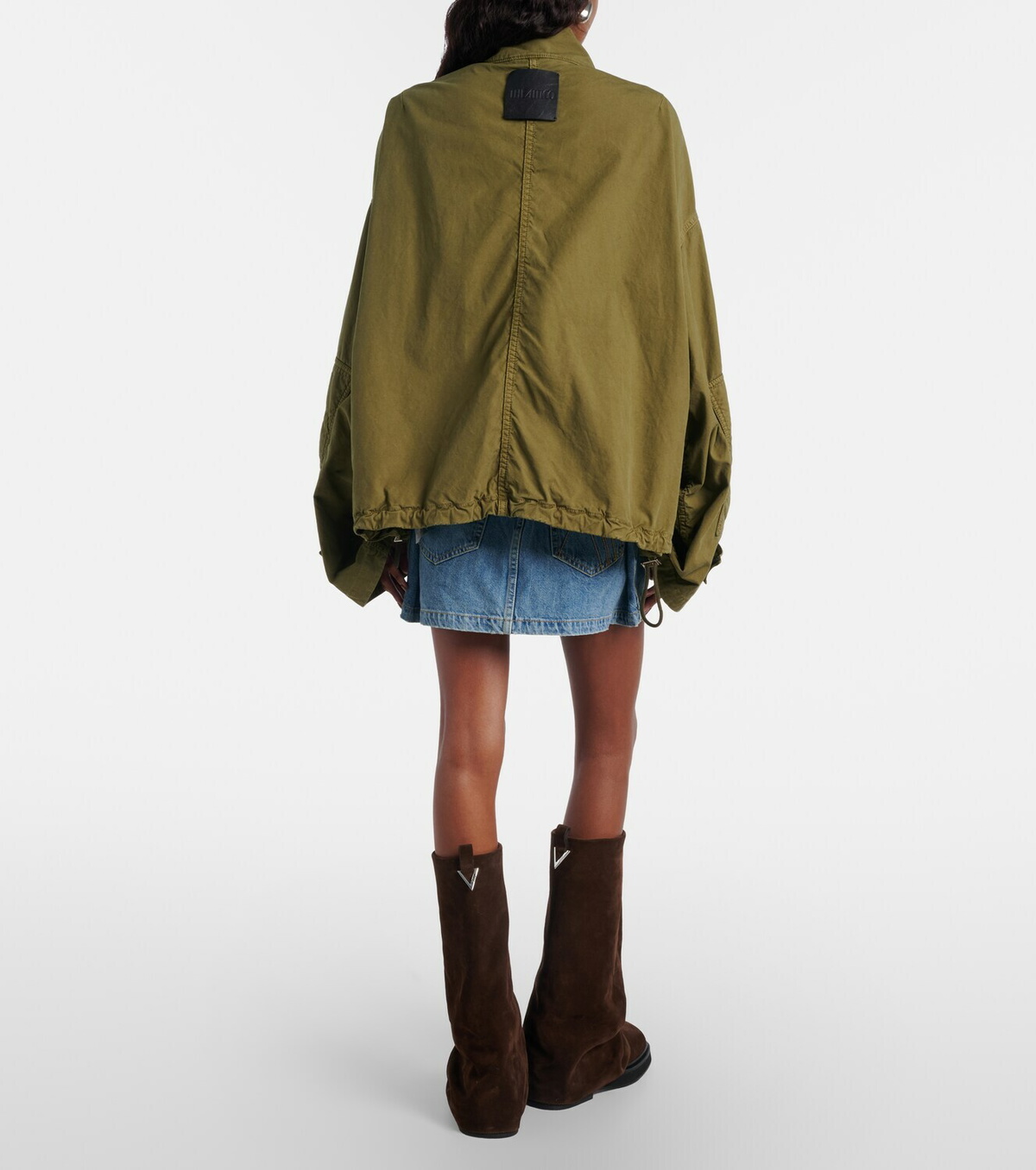The Attico Belted denim miniskirt