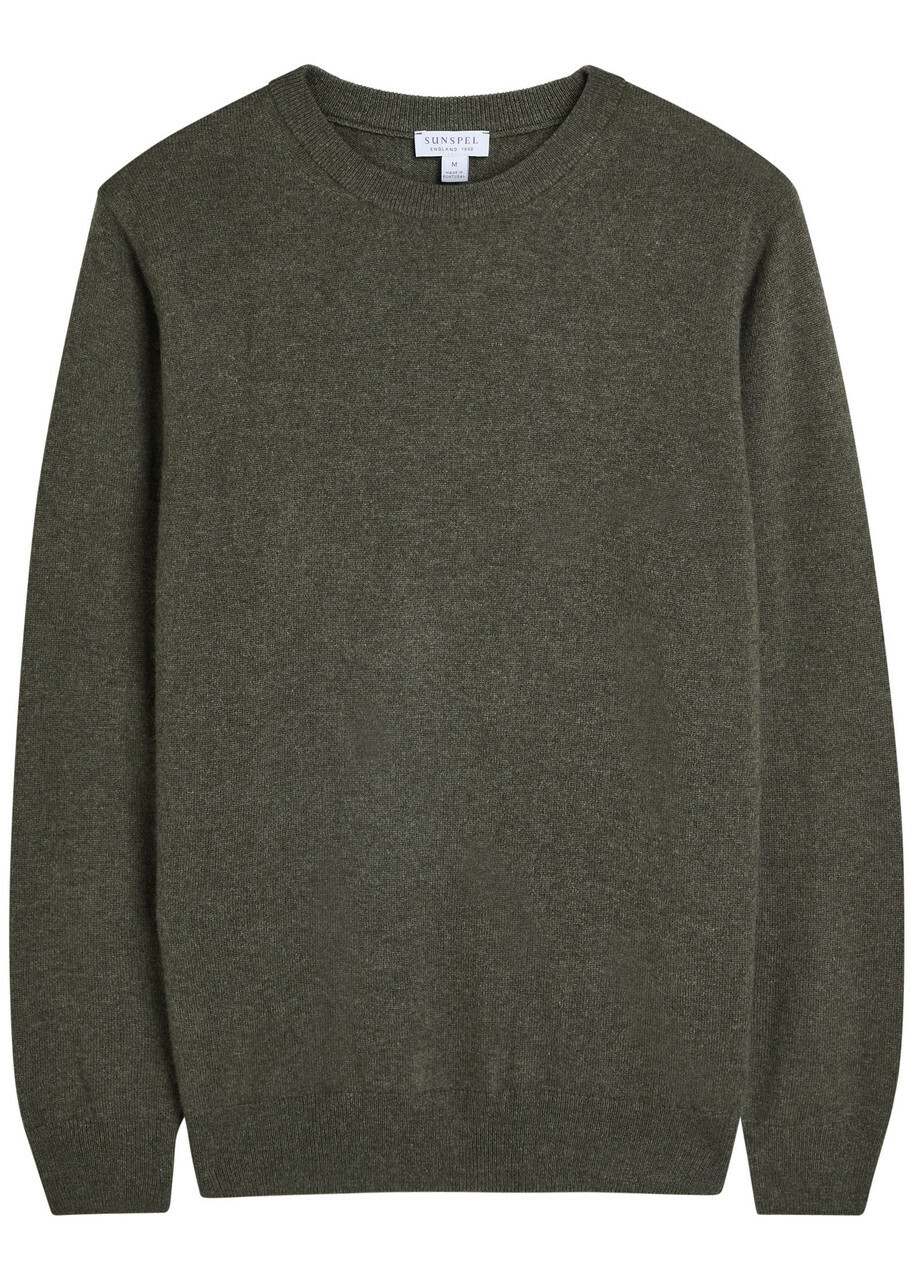 Sunspel Crew-neck Cashmere Jumper Khaki