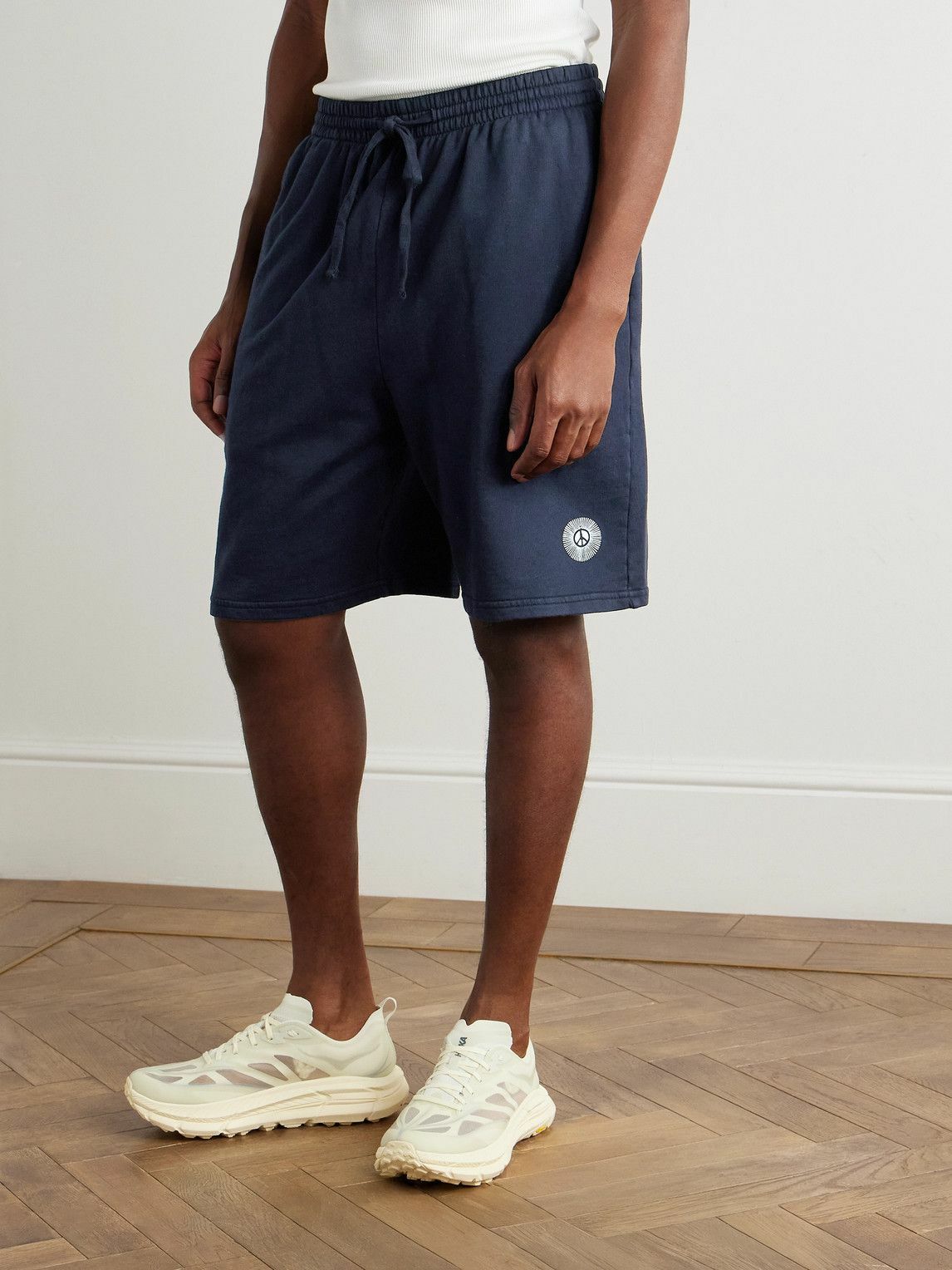DISTRICT VISION - Straight-Leg Logo-Appliquéd Cotton-Jersey Shorts - Blue
