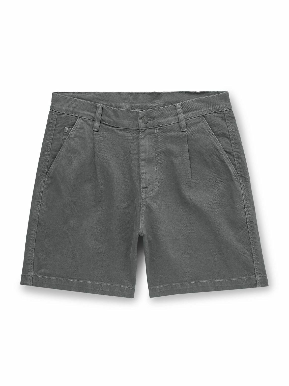 Corridor - Straight-Leg Pleated Garment-Dyed Cotton-Blend Twill Shorts - Gray