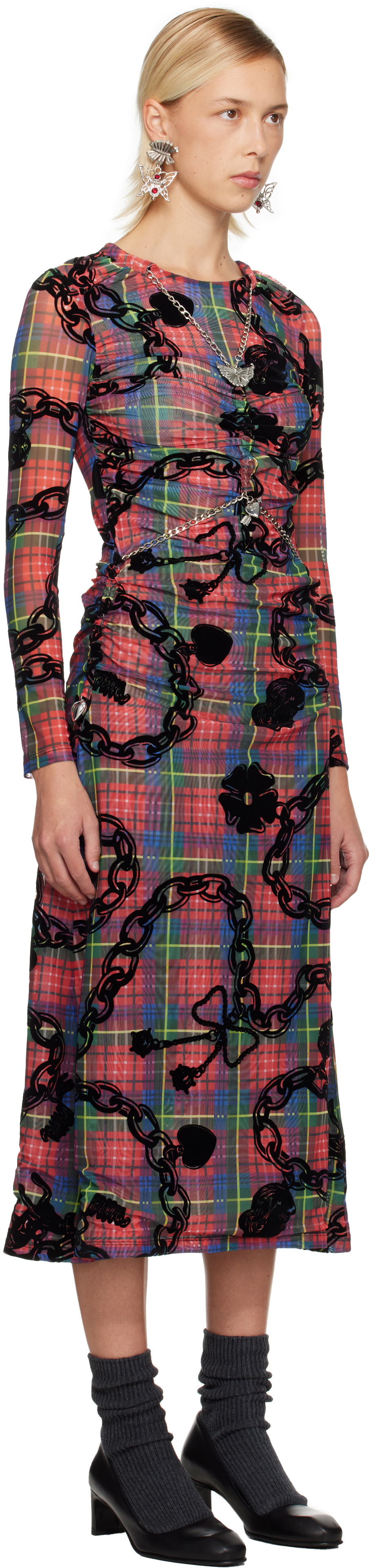 Chopova Lowena Multicolor Sonicscape Mesh Midi Dress