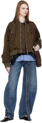 sacai Brown Nylon Twill Bomber Jacket
