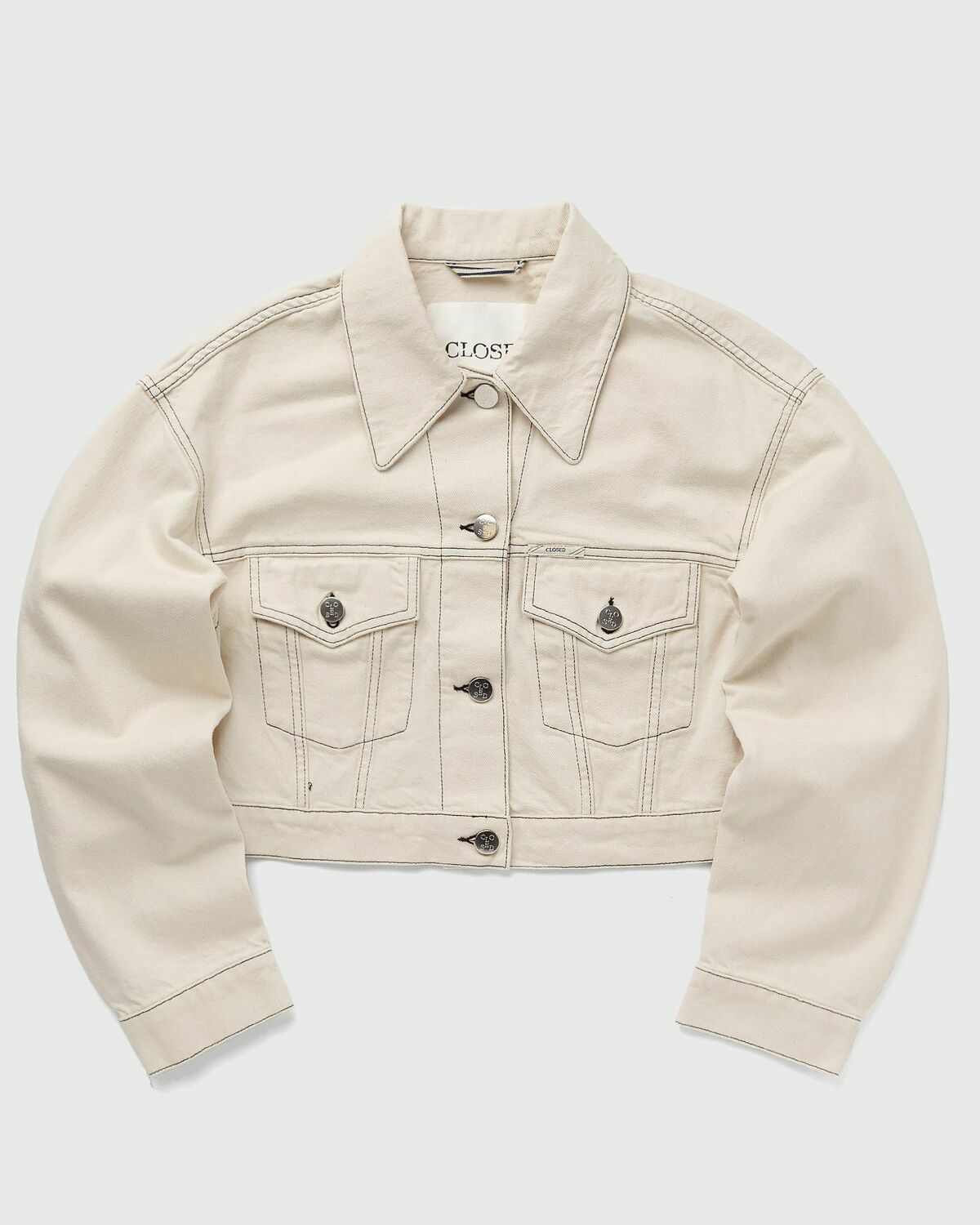 ARGUE JUSCOM JACKET WHITE ホワイトコットンジャケット Cropped Denim jacket in a boxy fit - white | Comma